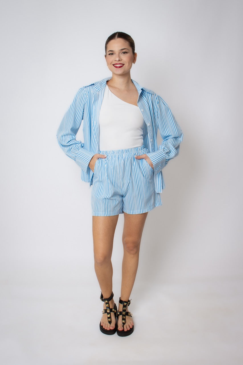 Conjunto camisa + short listrados