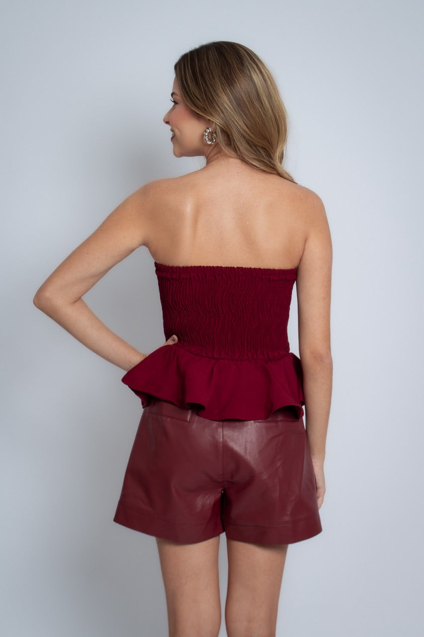 Blusa com Babado Marsala Tamareira
