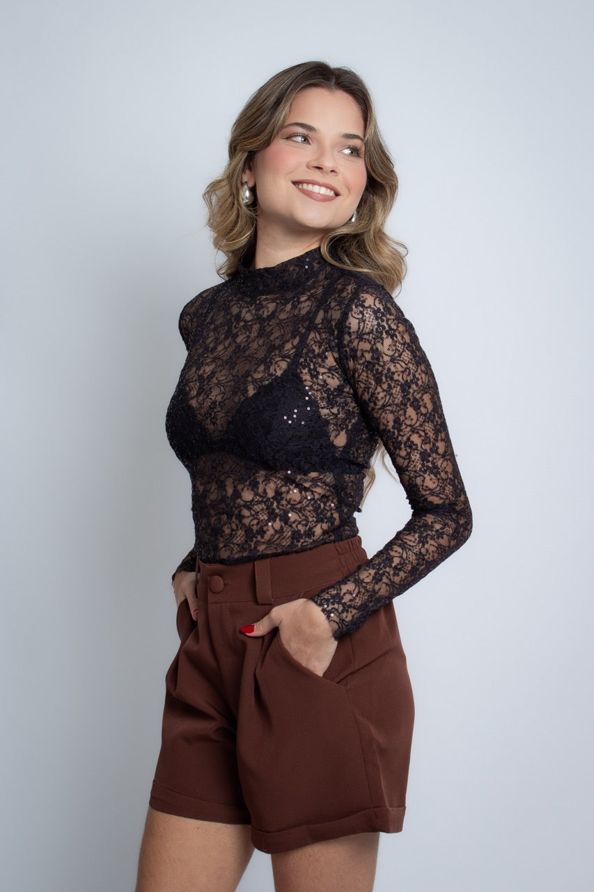 Blusa de Tule com paetê Gaura