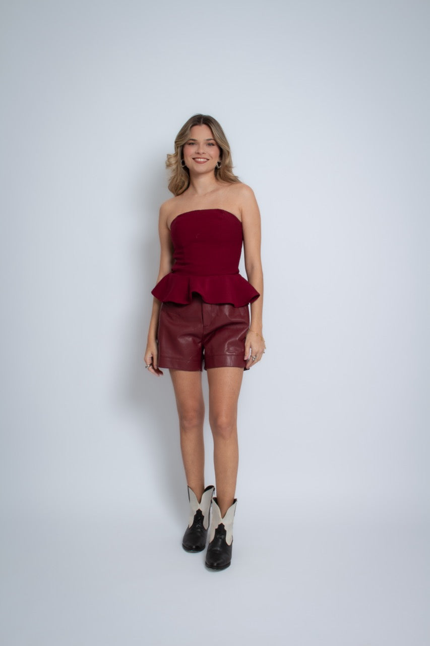Blusa com Babado Marsala Tamareira