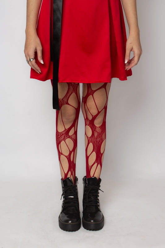 Meia-calça Spiderweb vermelha RM