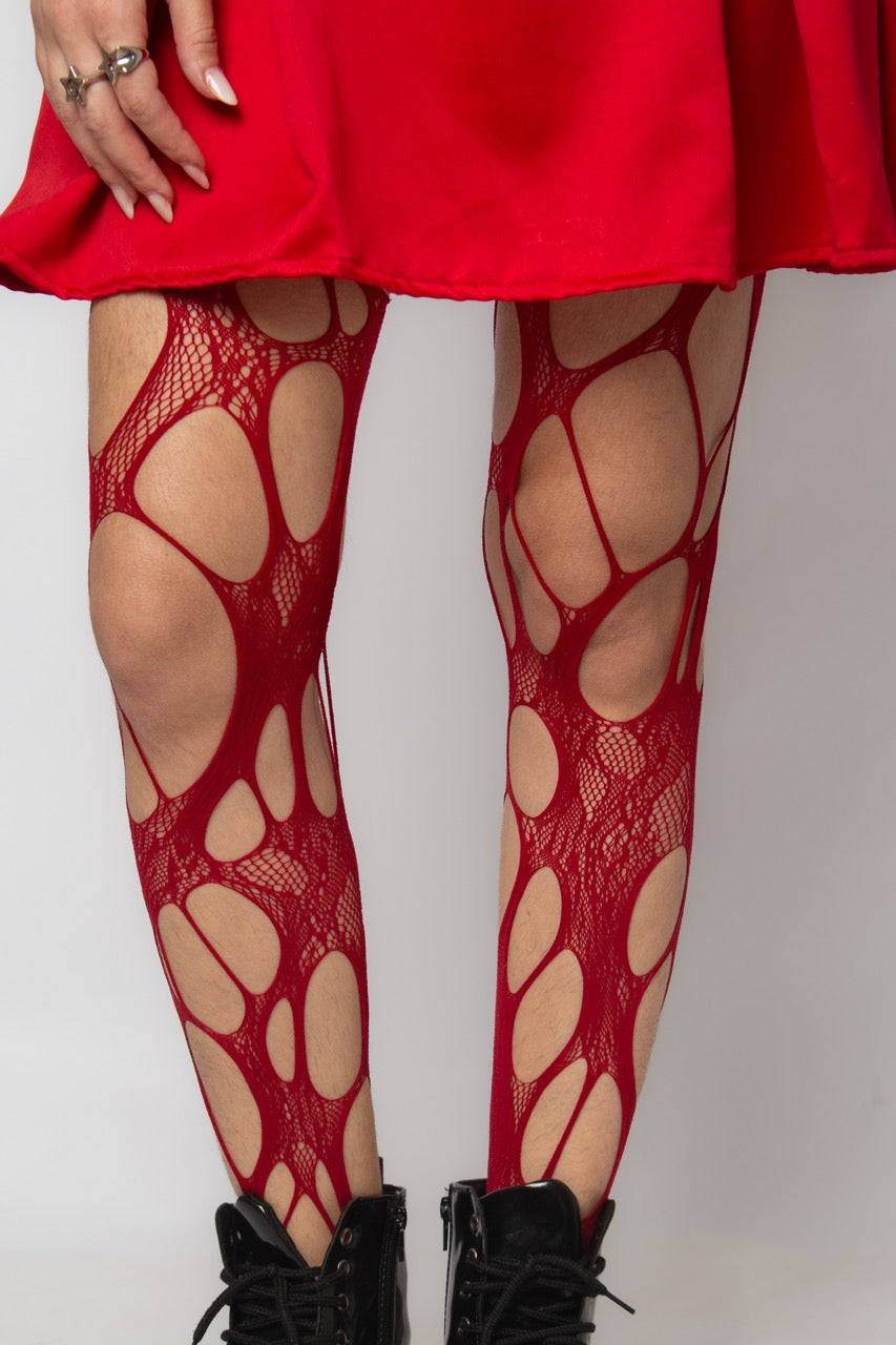 Meia-calça Spiderweb vermelha RM