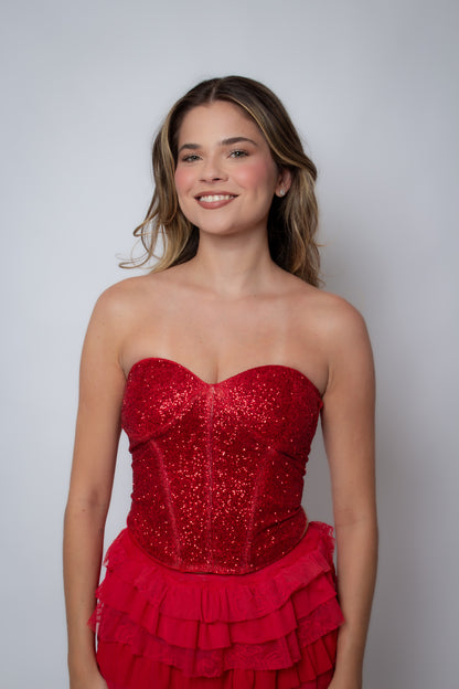 Corset com Glitter Espresso