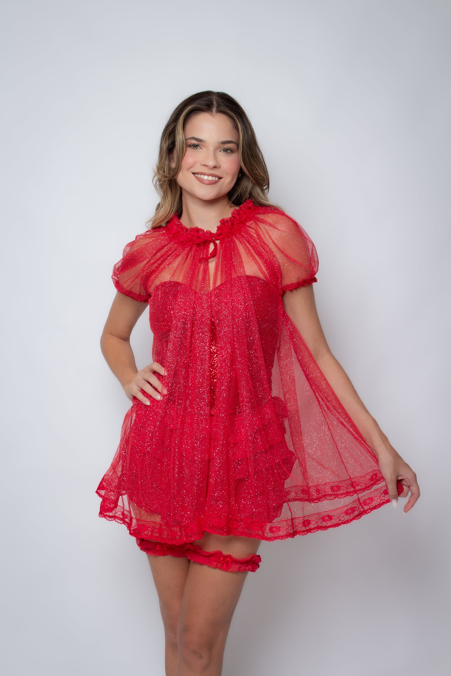 Combo Corset Espresso + Short Feather + Vestido Babydoll