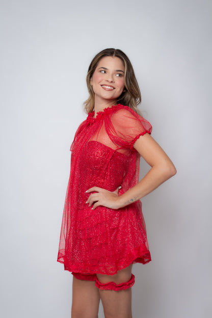 Combo Corset Espresso + Short Feather + Vestido Babydoll