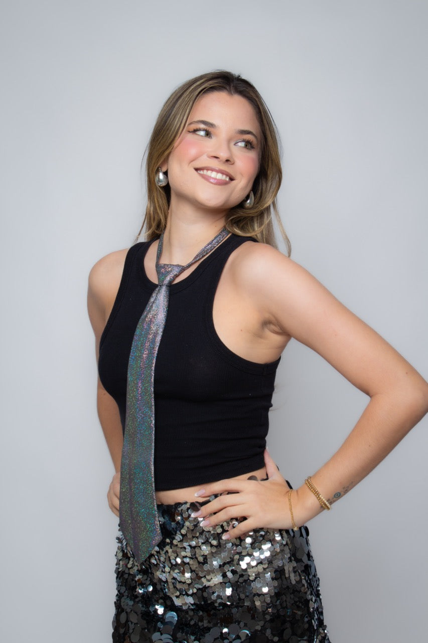 Gravata de malha com brilho Woman