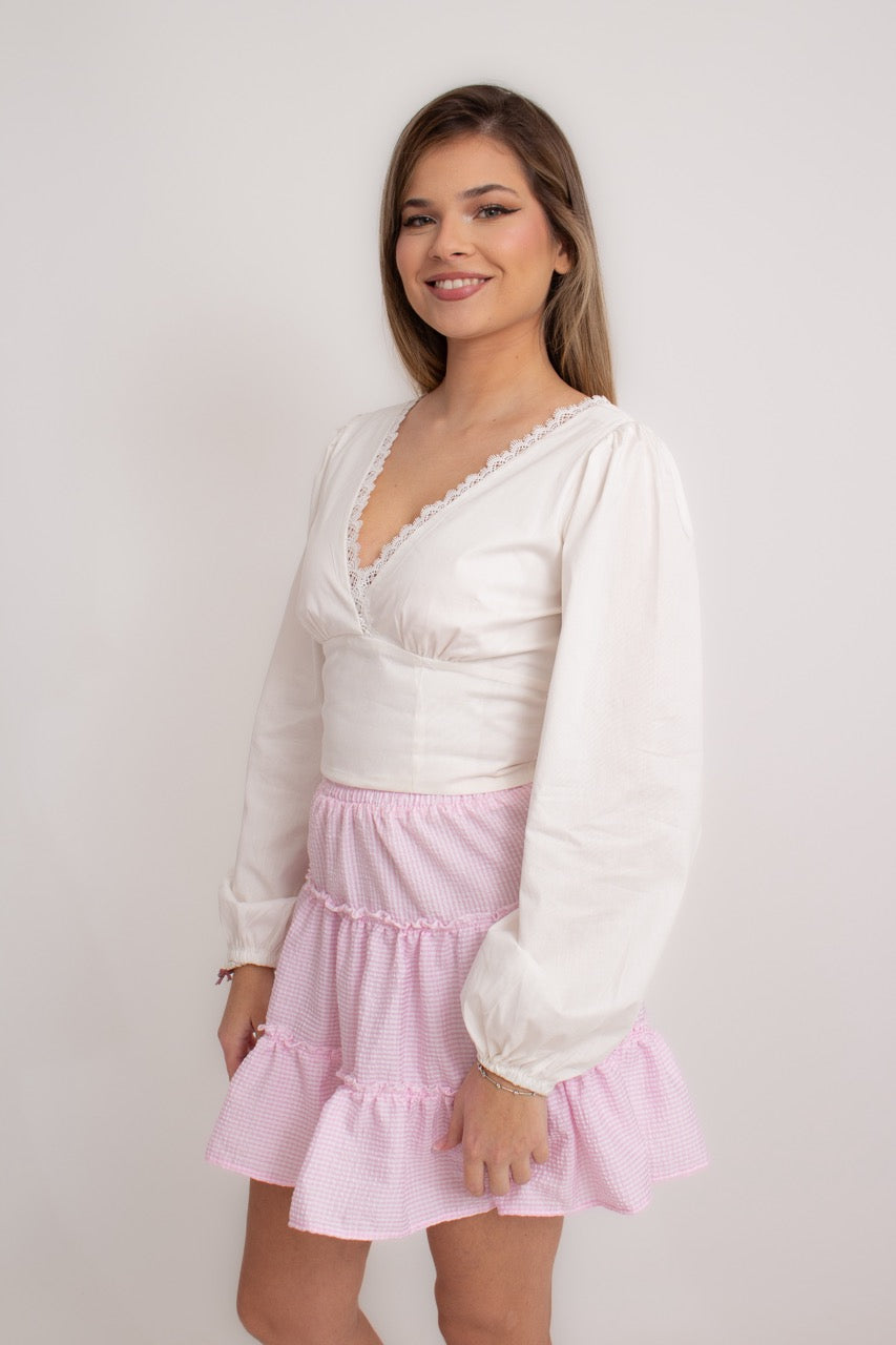 Cropped Manga Longa off white Ipê