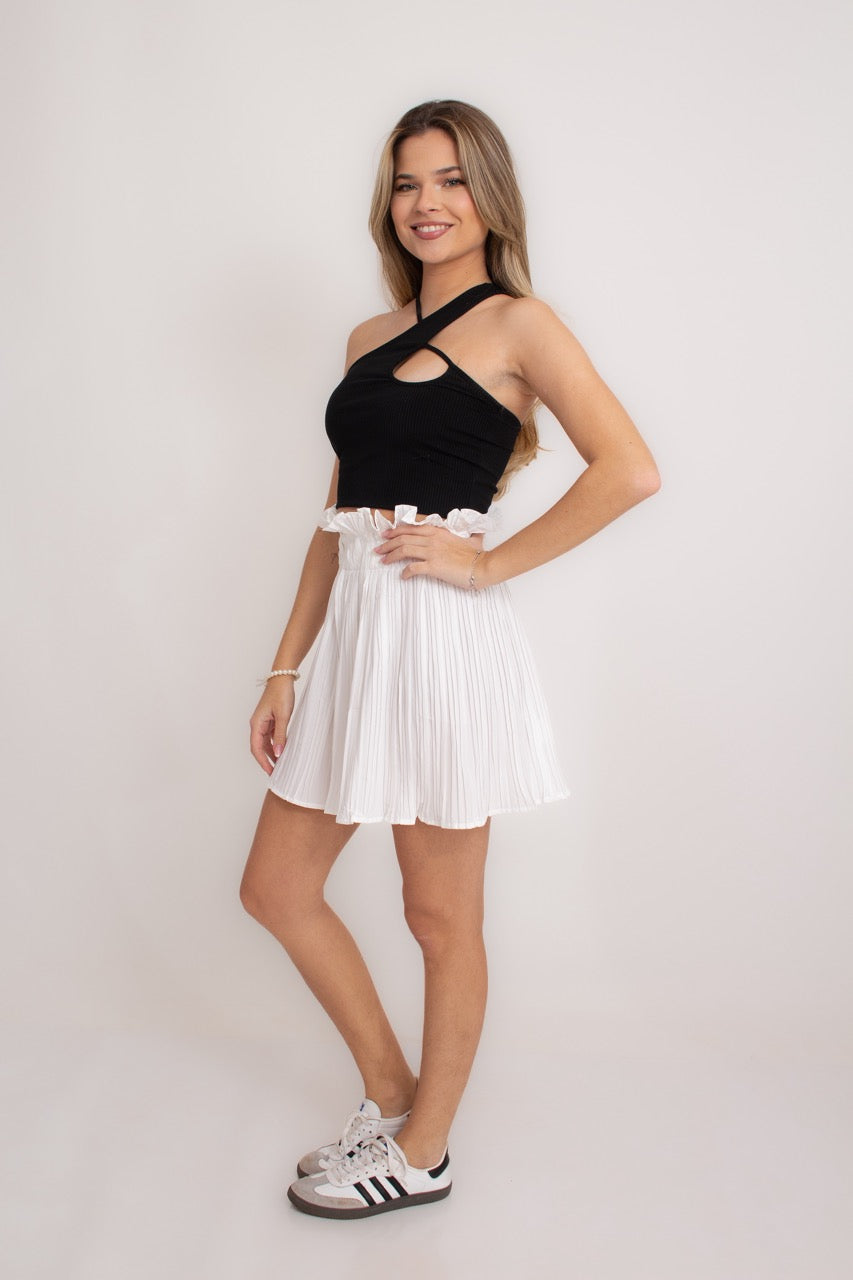 Saia Branca Plissada Lírio