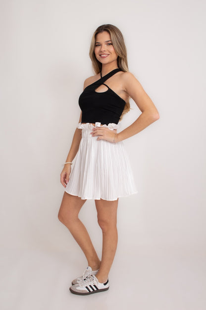 Saia Branca Plissada Lírio